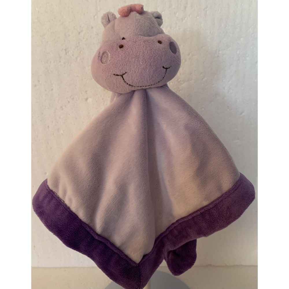 Tiddliwinks Purple Hippo Pink Bow Lovey Security Blanket Soft Baby Toy Plush